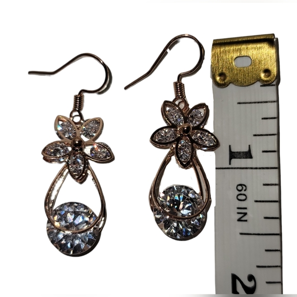 Crystal Flower Framed Drop Earrings - Picture 5 of 5